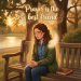 Woman sitting on bench praying with glowing hand on shoulder and Bible nearby